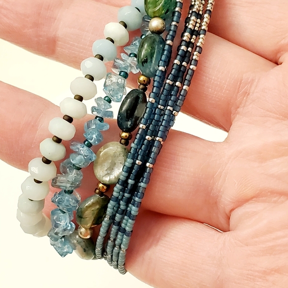 Multi-Strand Blue Bead & Gemstone Bracelet by SILPADA .925 toggle - Picture 4 of 8